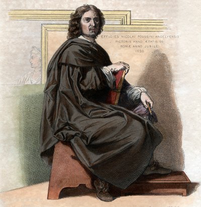 Portrét Nicolase Poussina (1594-1665), francouzského malíře. od French School