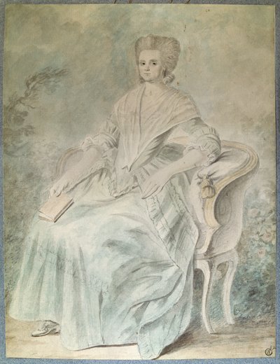 Portrét Olympe de Gouges (vdova Aubry také známá jako Marie Gouze) (Madame Aubry) (1748-1793), feministka, politička a žena s literaturou. Anonymní akvarel z 18. století. Ztlumit. 0,21 x 0,28 m. Paříž, muzeum Louvre od French School