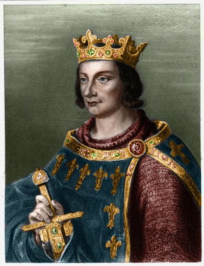 Portrét Filipa III. z Francie, známého jako Philippe le Hardi (1245-1285) (dynastie Kapetovců).- v „“ Histoire des Francais““ od Lavallee, rytina, sd. od French School