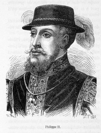 Portrét Filipa II. (Philippe-Auguste) - v „“Dějinách Francie“ od Henriho Martina od French School