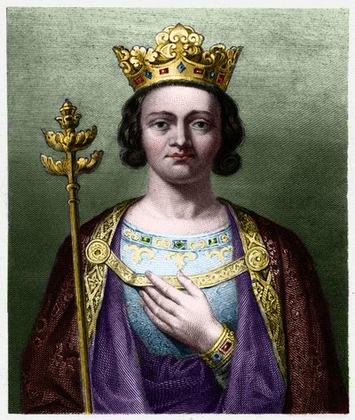 Portrét Filipa V. Dlouhého (1294 - 1322), krále Francie - v „“ Histoire des Francais““ od Lavallee, rytina, sd. od French School