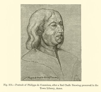 Portrét Philippe de Commines, podle kresby červenou křídou dochované v Městské knihovně, Arras (rytina) od French School
