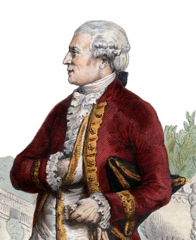 Portrét Pierra Augustina Carona de Beaumarchais (1732-1799), francouzského hodináře, vynálezce, hudebníka, diplomata a spisovatele. od French School