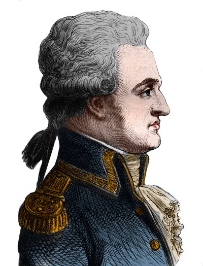 Portrét Pierra Charlese de Villeneuve, francouzský admirál (1763-1806), začal bitvu u Trafalgaru, která byla katastrofou, a po sebevraždě - v „Dějinách Francie“ od Henriho Martina od French School