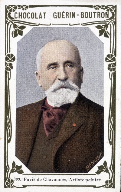 Portrét Pierra Puvise de Chavannes, francouzského malíře (1824-1898). Viněta Guérin - čokolády Boutron od French School
