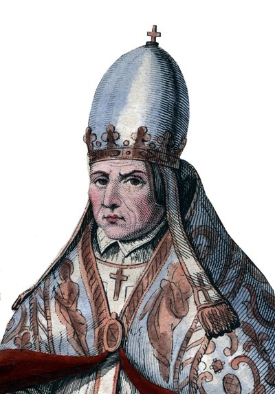 Portrét papeže Silvestra II. (nebo Silvestra II.) (asi 938-1003). od French School