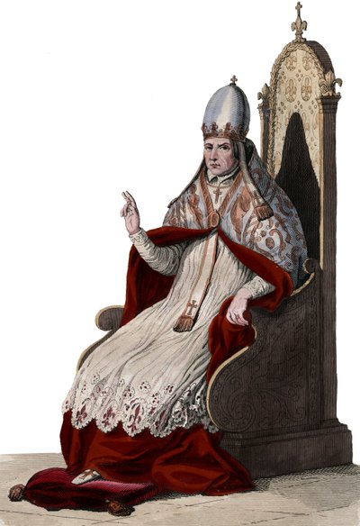 Portrét papeže Silvestra II. (nebo Silvestra II.) (asi 938-1003). od French School