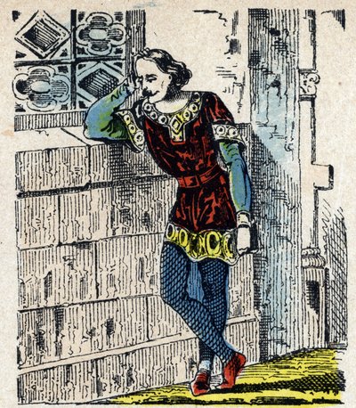 Portrét prince Charlese z Dolního Lotharingie (Karel I. Lotrinský) (953-991) přikládá Orleans v roce 991 (Karel, vévoda z Dolního Lotrinska uvězněn Hughem Capetem v Orleans, kde krátce poté zemřel, 991) Image of Epinal Soukromý 19. století od French School
