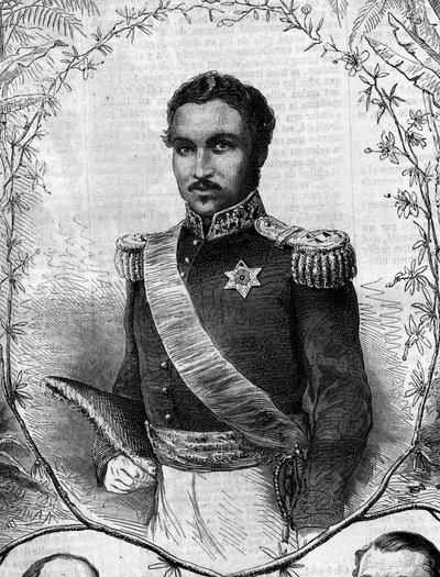Portrét Radamy II (1829-1863), krále Madagaskaru. Rytina v „“ Le Monde Illustré““ č. 268 z 31. května 1862. od French School