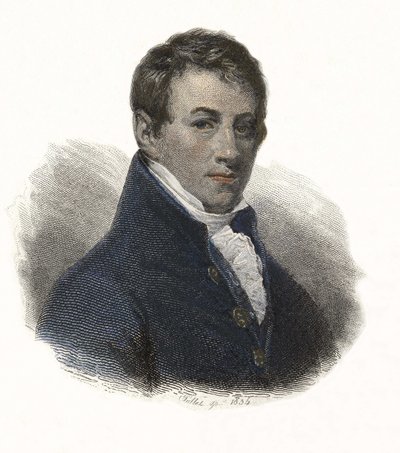 Portrét sira Humphryho Davyho (1778-1829), anglického chemika a fyzika. v „Užitečné Portraits des Hommes“ od French School