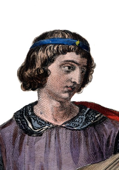Portrét Theobalda I. (1201-1253), hraběte ze Champagne (jako Theobald IV.) od narození a krále Navarry od roku 1234. od French School