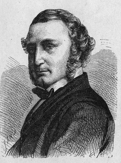 Portrét Thomase Russella Cramptona (1816 - 1888), britského inženýra: zkonstruoval vysokorychlostní lokomotivu, postavil berlínskou hydraulickou síť a podílel se na zřízení podmořského kabelu mezi Calais a Douvres - v „Album of Science; illu od French School