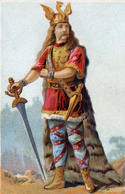 Portrét Vercingetorixe (72-46 př.nl), krále Galů. Chromolitografie kolem roku 1890. od French School