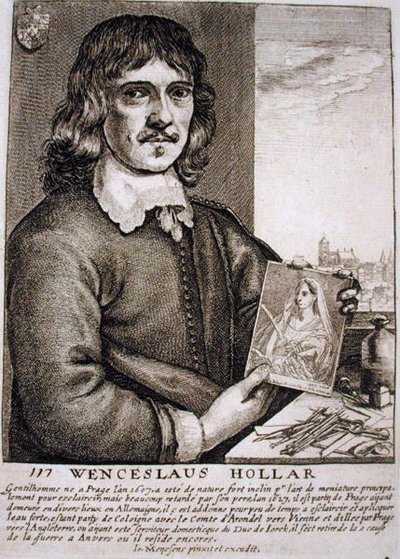Portrét Václava Hollara (1607-77) (rytina) od French School