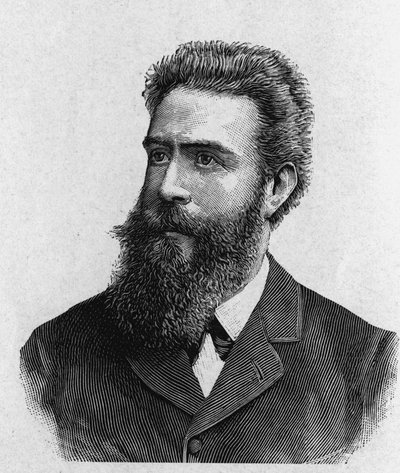 Portrét Wilhelma Conrada Rontgena (Roentgen) (1845 - 1923) - v „“ Album of Science; věhlasní vědci; Velké objevy “”” 1896. od French School