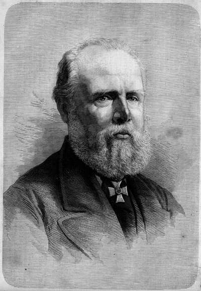 Portrét Williama III (1817-1890), krále Holandska. Rytina v „“ Le Monde Illustré““ č. 1139 z 25. ledna od French School