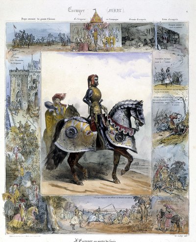 Portrét Ecuyera v "Obrazové historii starověkého a moderního jezdectví" od Charlese Aubryho od French School