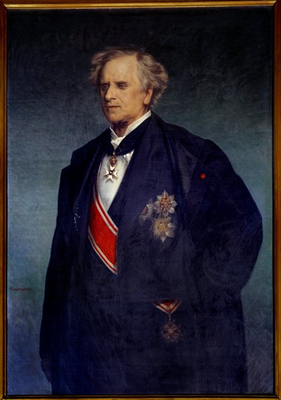 Portrét astronoma a politika Urbaina le Verriera (1811-1877) Obraz Giacomottiho z Francouzské školy 19. století v Paříži, muzeum observatoře. od French School