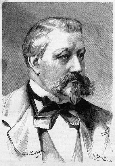 Portrét novináře a romanopisce Alberica Second zesnulého v roce 1887 v Le Monde Illustré. od French School