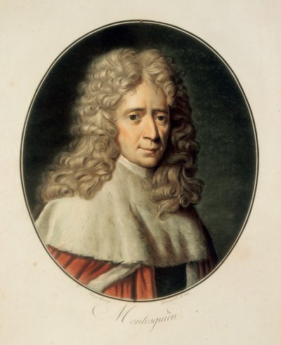 „Portrét francouzského filozofa a politika Charlese de Secondata, barona de la Brede a Montesquieu od French School