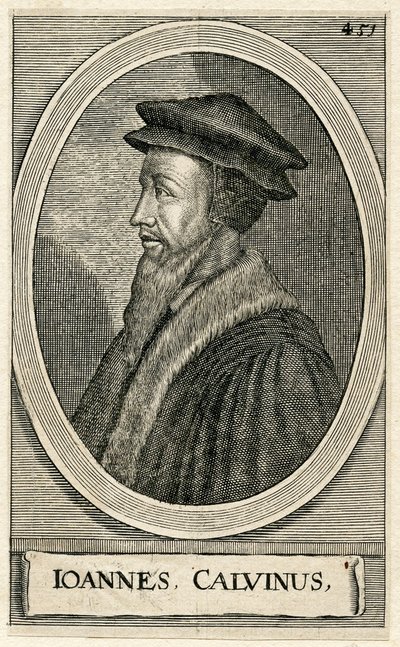 Portrét francouzského teologa Johna Calvina (rytina) od French School