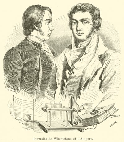 Portréty de Wheatstone et dAmpere od French School