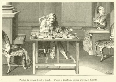 Poloha rytce před kotoučem (gravírování) od French School