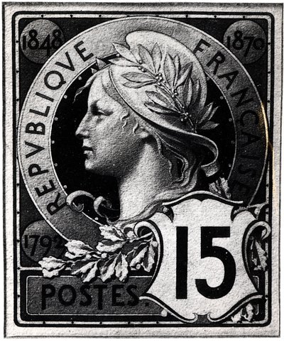 Poštovní známka s vyobrazením Marianne, oficiálního zastoupení Francouzské republiky, c. 1893 od French School