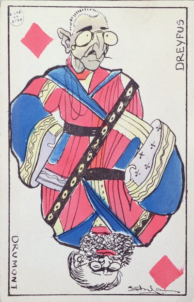 Pohlednicové karikatury Alfreda Dreyfuse (1859-1935) a Edouarda Drumonta (1814-1917), konec 19. od French School