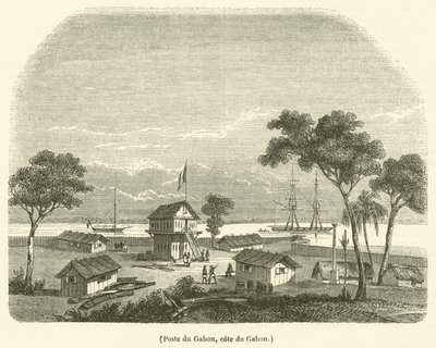 Post of Gabon, pobřeží Gabonu (rytina) od French School