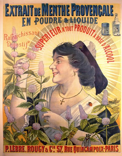 Plakátová reklama Extract de Menthe Provencale French digestiv od French School