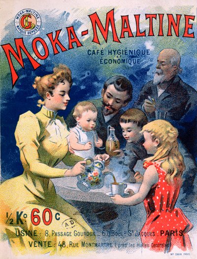 Plakát s reklamou na kávu Moka-Maltine, cca 1900 od French School