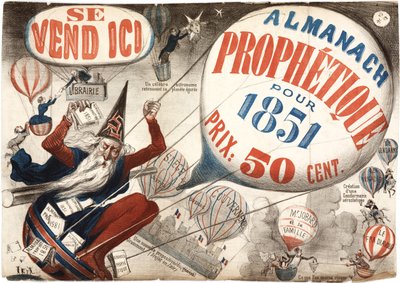 Plakát inzerující Almanach Prophetique, 1851 od French School