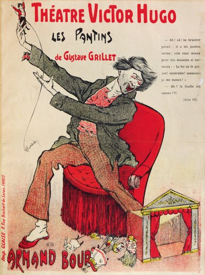 Plakát pro Les Pantins od Gustava Grilleta v divadle Victora Huga, konec 19. století od French School