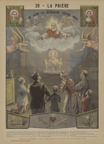 Modlitba (barevná litografie) od French School