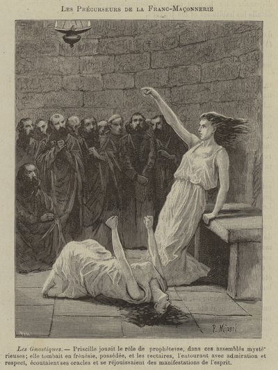 Předchůdci svobodného zednářství: Gnostici (rytina) od French School