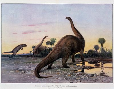 Prehistorická zvířata: lapá po útoku na brontausora - ve „Vesmíru a lidstvu““. od French School