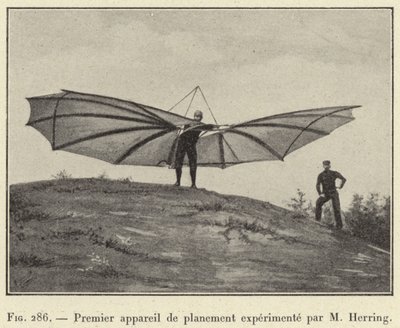 První vznášedlo testované M Herringem (rytina) od French School