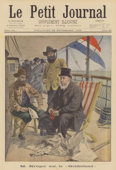 Prezident Kruger z Transvaalu plující do exilu na palubě nizozemské lodi Gelderland (barva litho) od French School