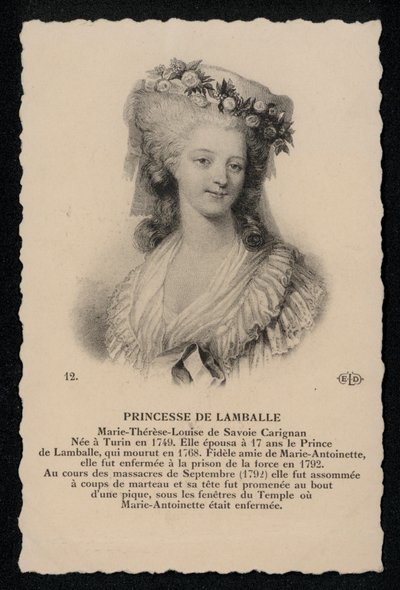 Princezna De Lamballe (litho) od French School
