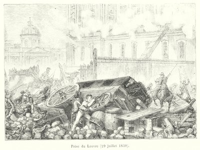 Dobytí Louvru, 29. července 1830 (rytina) od French School