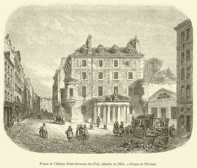 Vězení opatství Saint-Germain des Pres, zbořeno v roce 1854 (rytina) od French School