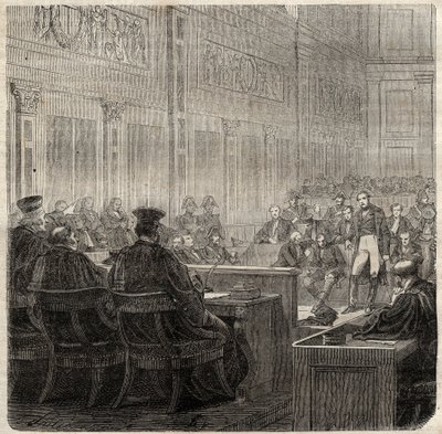 Proces královského dvora v Poitiers generála Jean Baptiste Bretona (Jean-Baptiste) dit Berton (1769-1822) v roce 1822 - od French School
