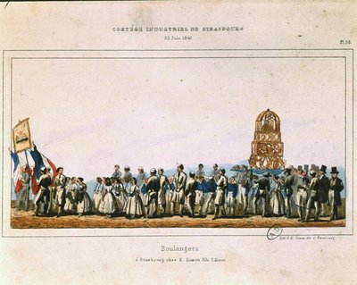 Průvod pekařů ve Štrasburku, 25. června 1840 (barevné lito) od French School