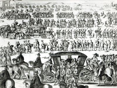 Průvod při vstupu mladého krále Ludvíka XIV. jako dítěte do města Paříže 18. srpna 1649, detail od French School