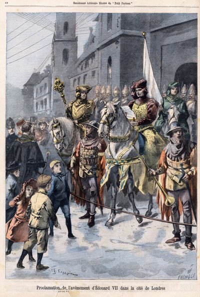 Vyhlášení budoucnosti anglického krále Edwarda VII. (1841-1910) v den smrti královny Viktorie 22. ledna od French School