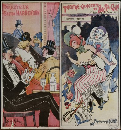 Program koncertu kavárny Ba-ta-clan, c.1905 od French School