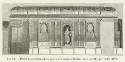 Projekt dekorace pro galerii slavných mužů; boční strana, Pietre, 1778 od French School