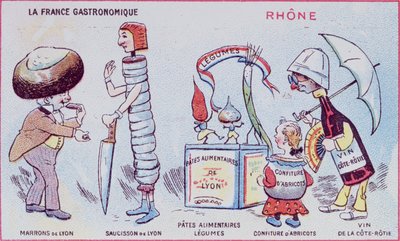 Propagační a vzdělávací karta pro děti potravinářských specialit regionu Rhone, c.1900 od French School