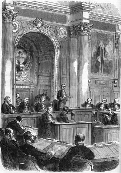 Prosper de Chasseloup-Laubat (Chasseloup Laubat) (1805-1873) se ujímá úřadu prezidenta Státní rady ve Velkém sále paláce Quai d